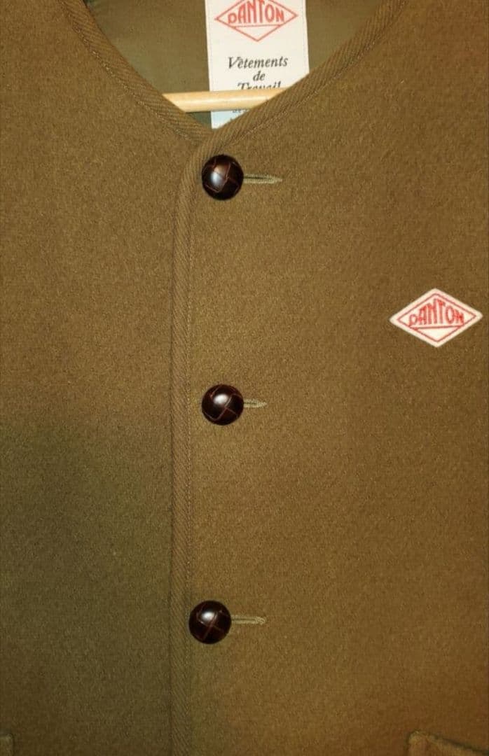 期間限定値下☆ダントン　ウールモッサ　ノーカラー　コート　サイズ40 カーキ