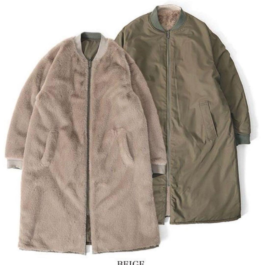 LE GLAZIK　MA-1 エコファーリバーシブルロングコート　36