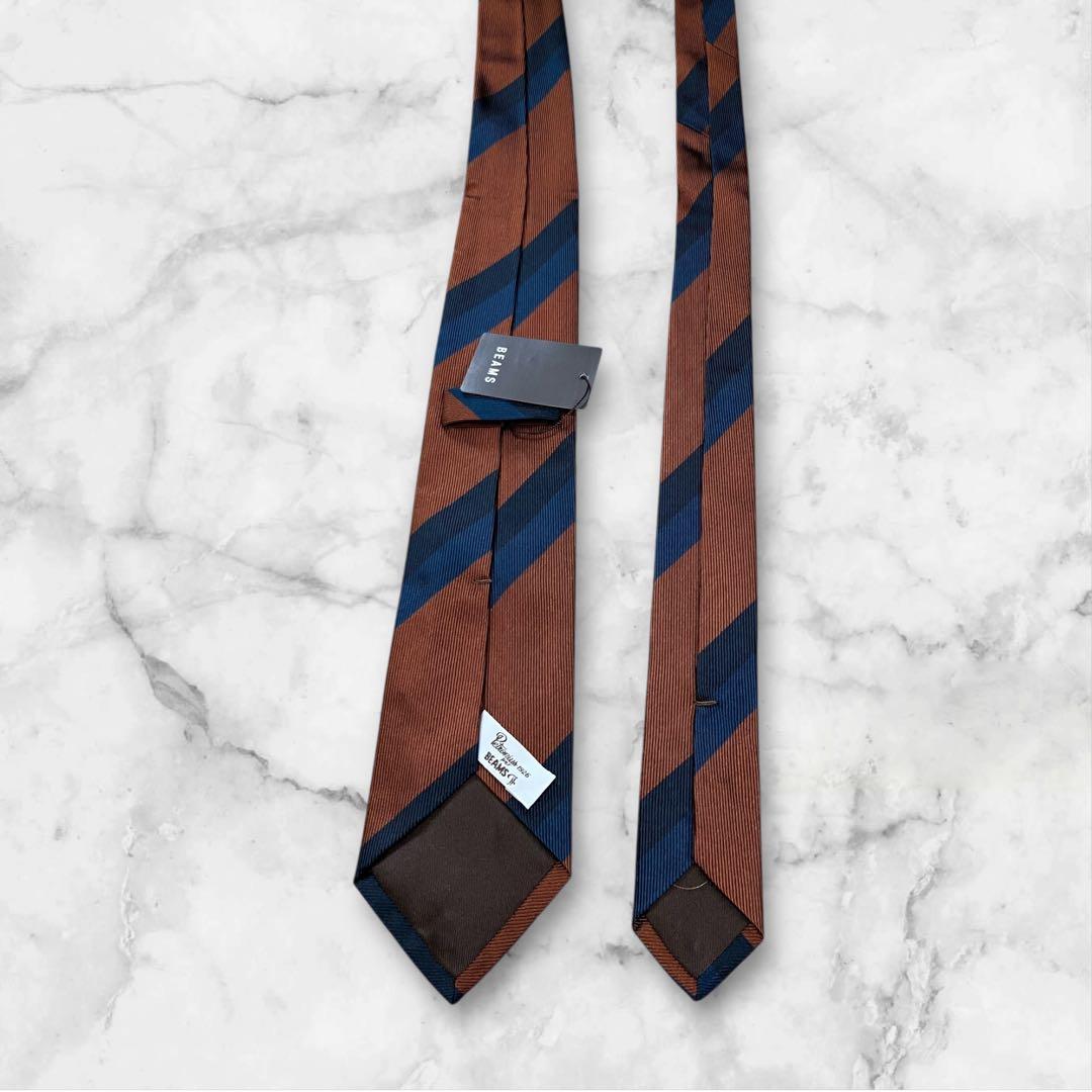 【未使用】BEAMS F ビームスエフ　ネクタイ　ストライプ　タグ付　光沢