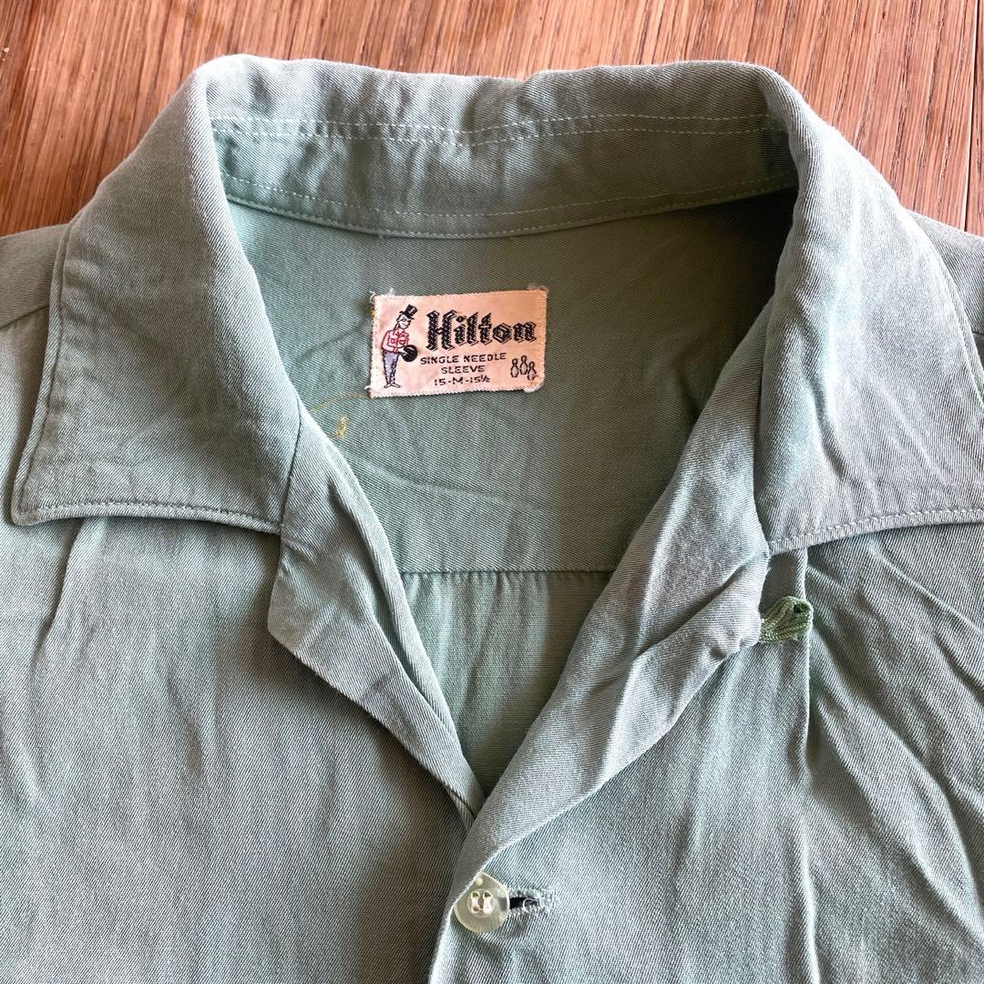 Hilton ボーリングシャツ 希少50-60s 黒タグ M