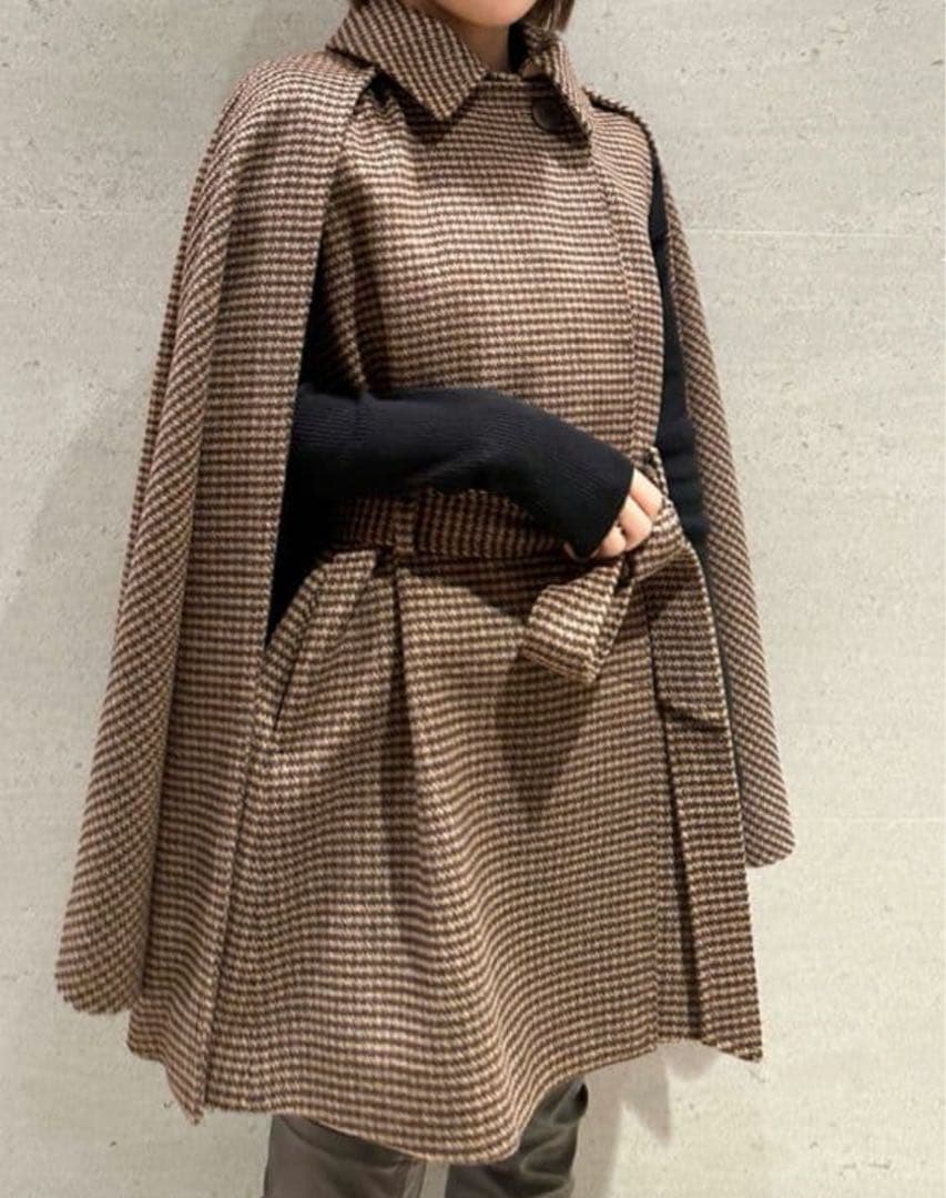 新品値札ありLILY BROWN 2wayポンチョ・ケープコート 千鳥格子