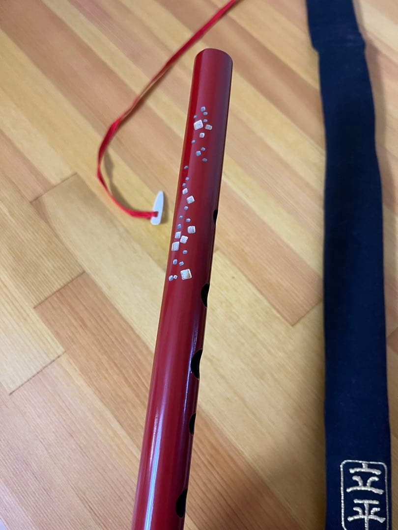 篠笛　立平　ドレミ調　八本調子　塗笛　蒔絵　赤　天の川