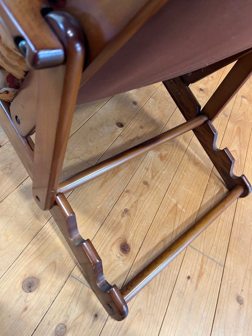 北欧レトロ 薔薇柄 ウッドリクライニングチェア ラウンジチェア アンティーク