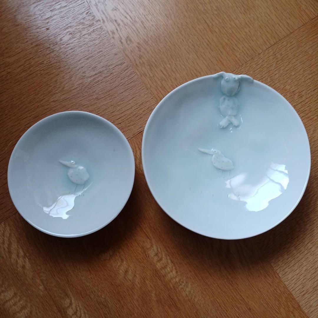 吉川千香子さんの青白磁のお皿　２枚