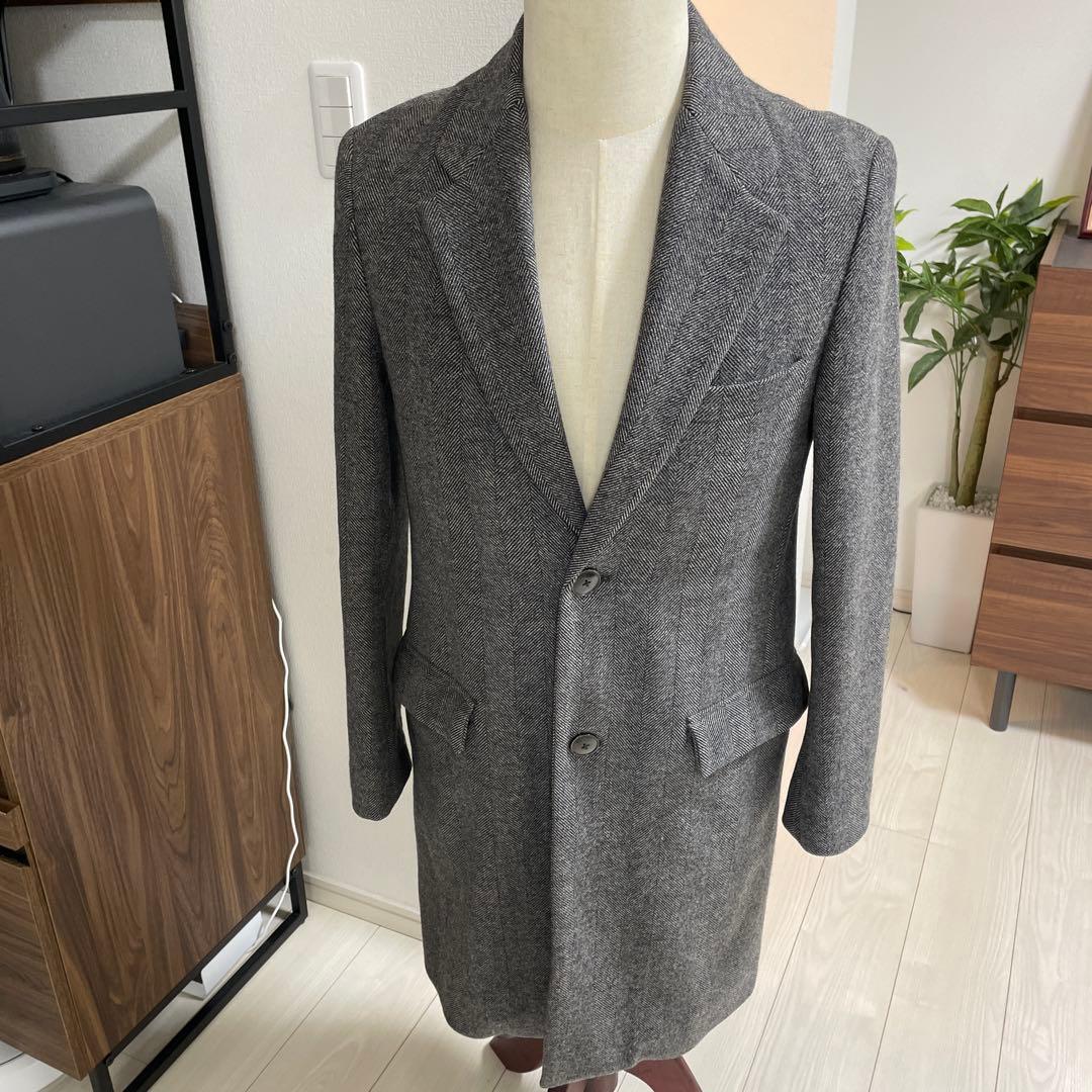 【美品 中綿あり 定価15万円】トゥモローランド　チェスターコート ヘリンボーン