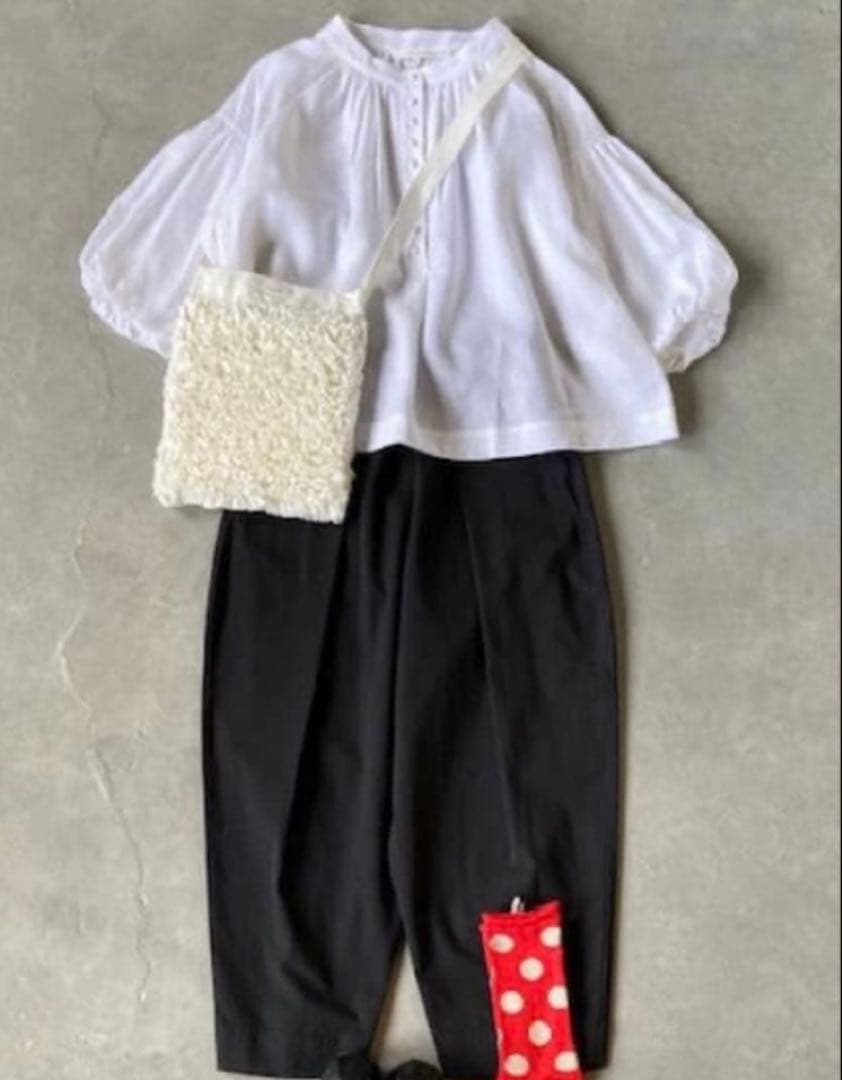 R&D.M.Co- オールドマンズ/コットンフリルショルダーバッグ 白