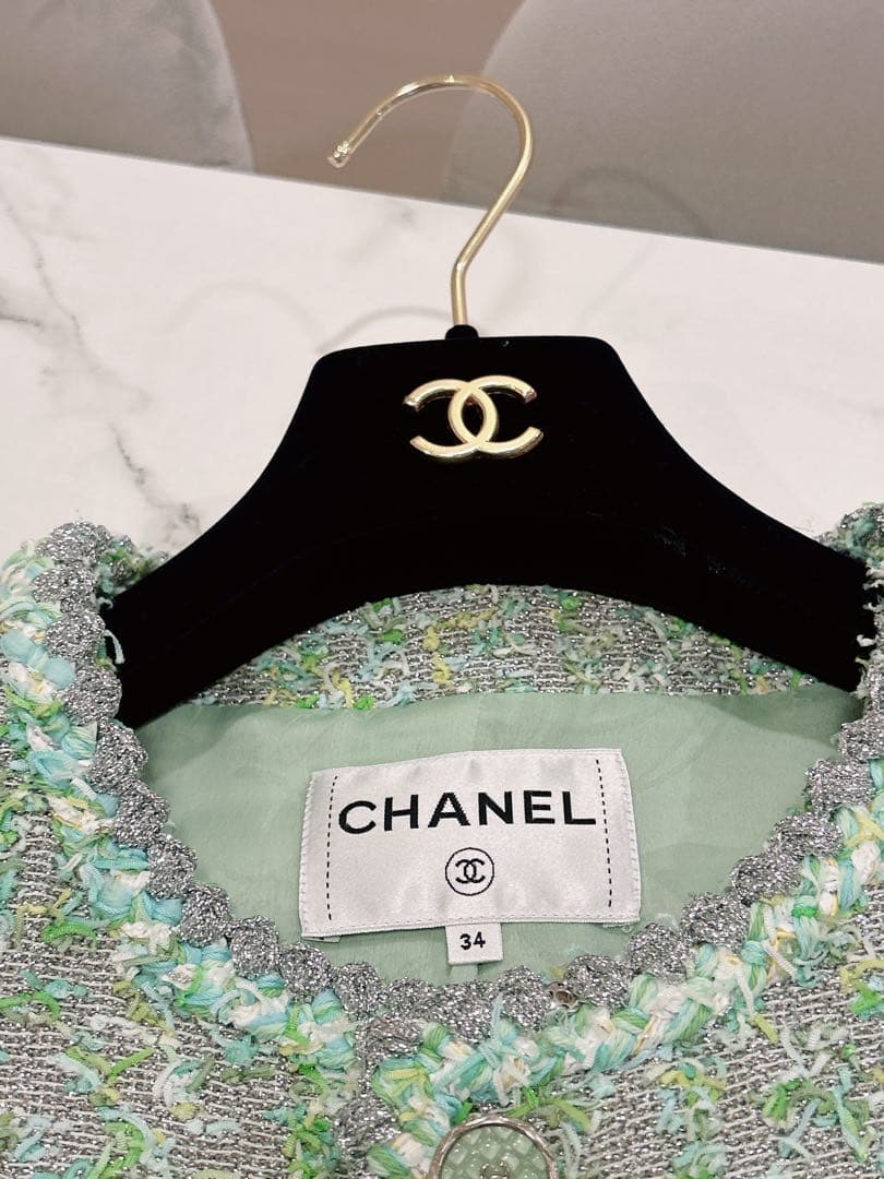 シャネル　CHANEL ジャケット　グリーンツイード