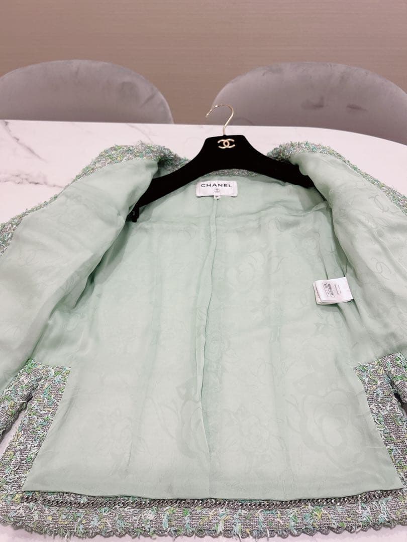 シャネル　CHANEL ジャケット　グリーンツイード