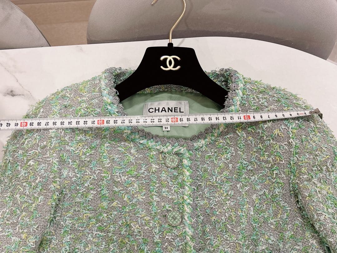 シャネル　CHANEL ジャケット　グリーンツイード