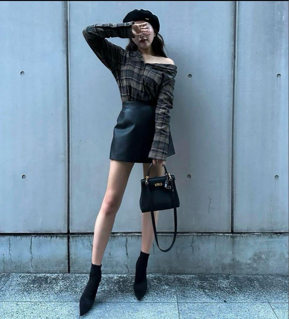 お値下げ！シェリエsheller レザー スカート ラップ キュロット wrap