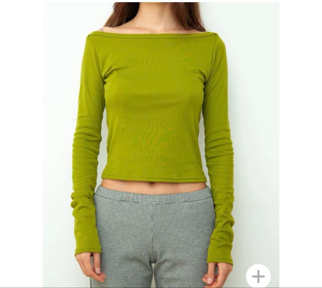 トップス draw drawers boat neck long tee