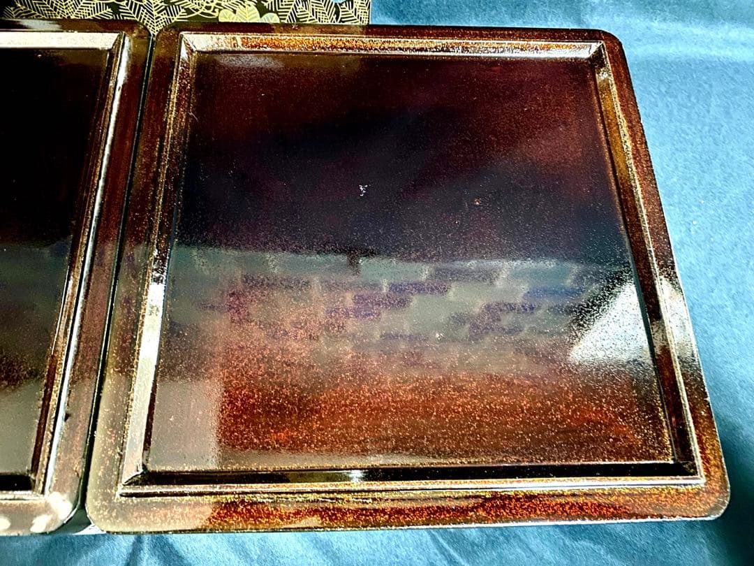 アンティーク 輪島塗 漆器セット 天然木 蒔絵 菓子椀5客 ,沈金 2段重箱