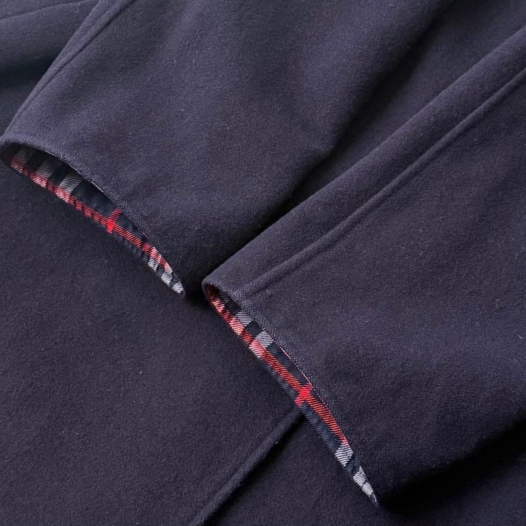 美品☆BURBERRY バーバリー フーデットコート ノバチェック ネイビー