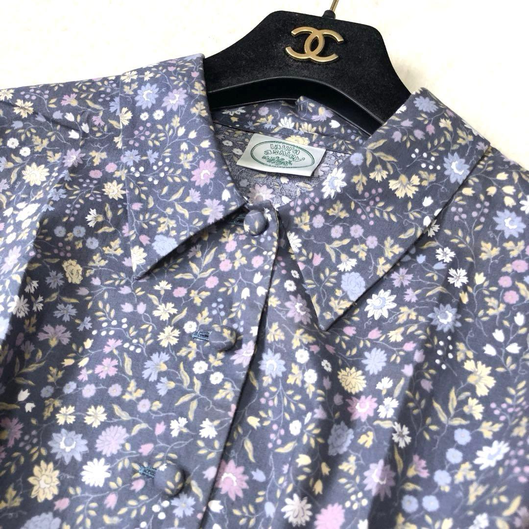 未使用級　ローラアシュレイ　ロングワンピース　シャツ　花柄✨　レトロ風✨
