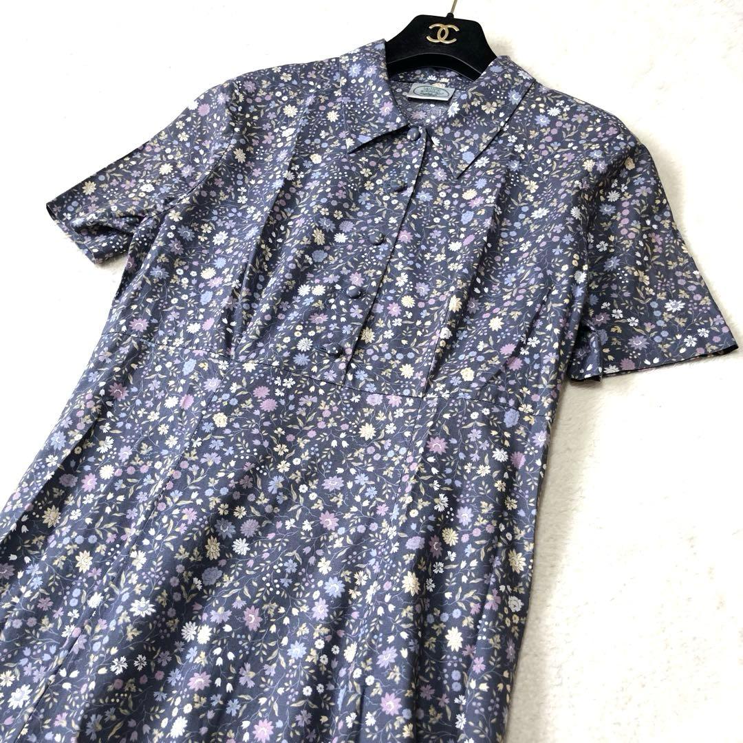未使用級　ローラアシュレイ　ロングワンピース　シャツ　花柄✨　レトロ風✨