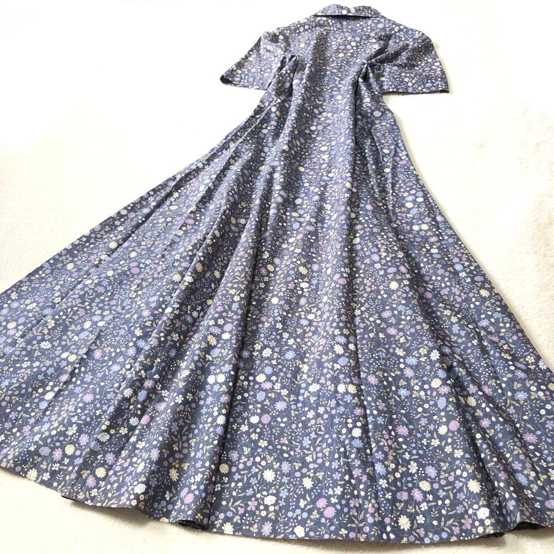 未使用級　ローラアシュレイ　ロングワンピース　シャツ　花柄✨　レトロ風✨