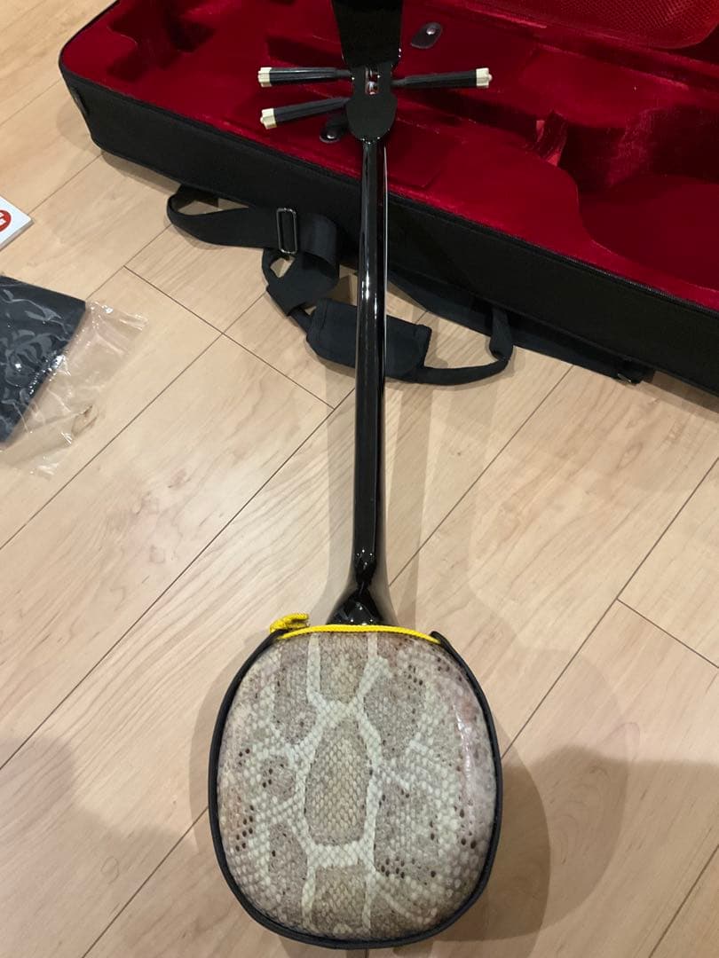 沖縄三線 三味線 ヘビ柄　ケース付 民族楽器 弦楽器