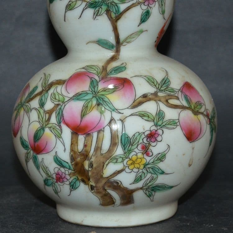 九桃ひょうたん瓶一対 景徳鎮 陶磁器 装飾品 現代工芸品 美術品 置物