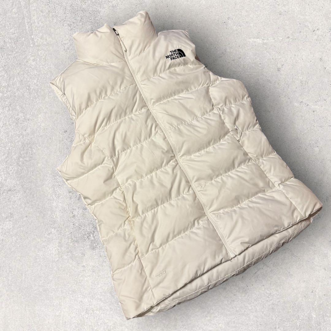 【ザ・ノースフェイス】ヌプシ　ダウンベスト　700 白　S 刺繍ロゴ　美品　g
