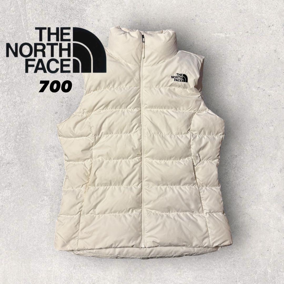 【ザ・ノースフェイス】ヌプシ　ダウンベスト　700 白　S 刺繍ロゴ　美品　g