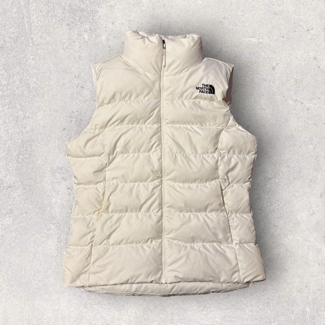 【ザ・ノースフェイス】ヌプシ　ダウンベスト　700 白　S 刺繍ロゴ　美品　g