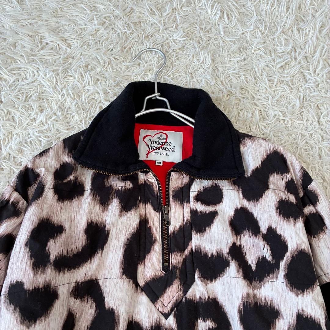 ヴィヴィアンウエストウッド ハーフジップスウェット チュニック ヒョウ柄 黒