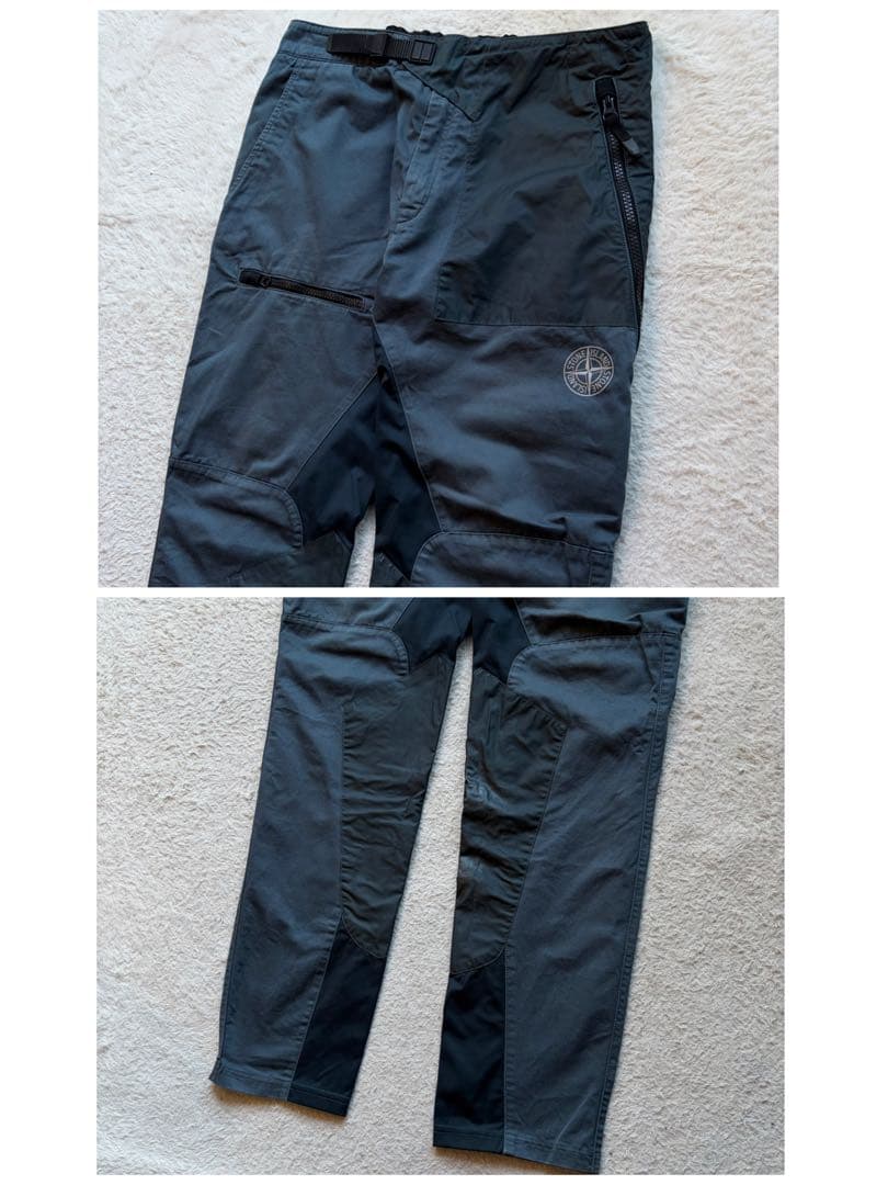 【激レア】ストーンアイランド カーゴパンツ ロゴ パッチワーク 再構築 ブルー系