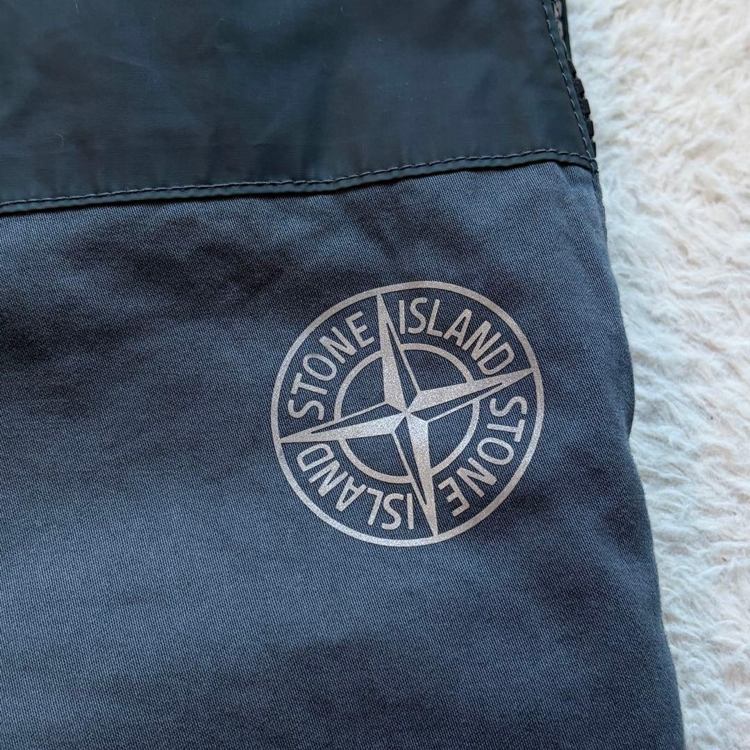 【激レア】ストーンアイランド カーゴパンツ ロゴ パッチワーク 再構築 ブルー系
