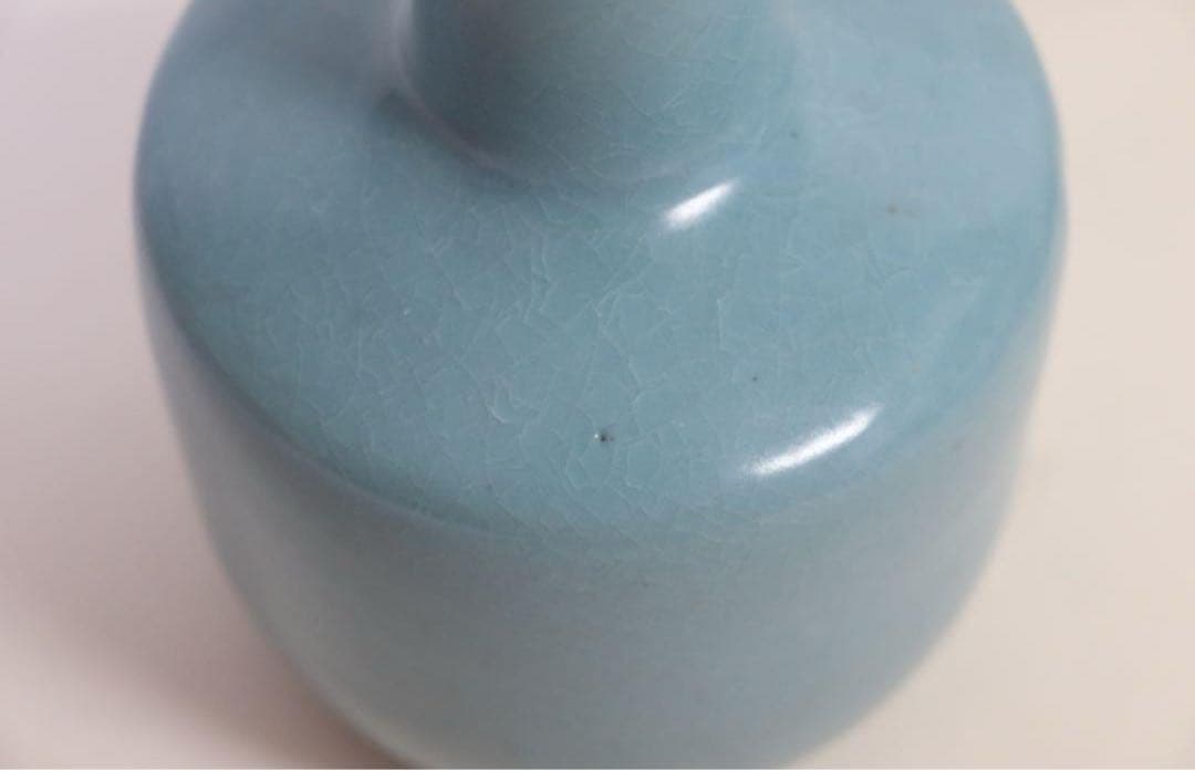 中国四大名窯 宋代汝窯天青釉長頸瓶奉華在铭