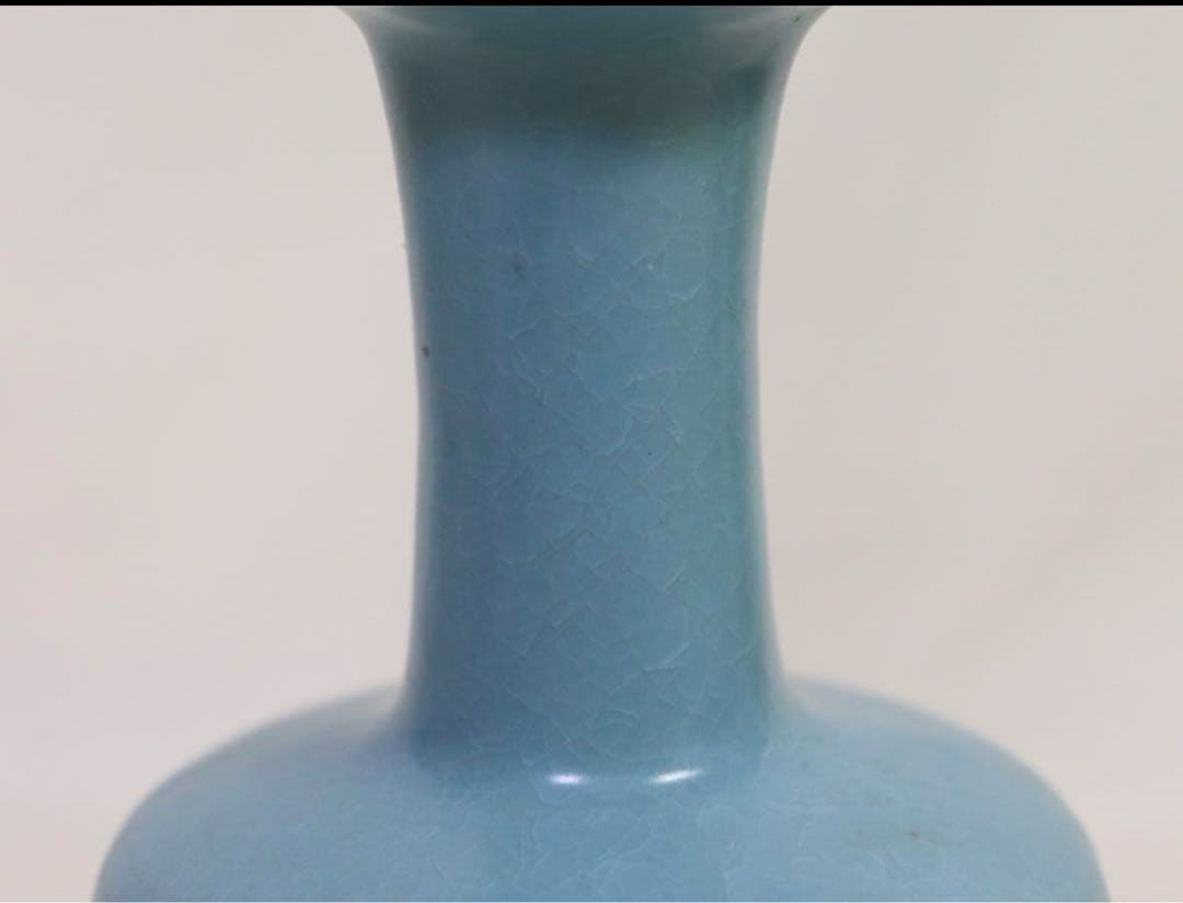 中国四大名窯 宋代汝窯天青釉長頸瓶奉華在铭