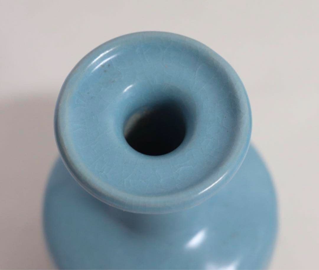 中国四大名窯 宋代汝窯天青釉長頸瓶奉華在铭