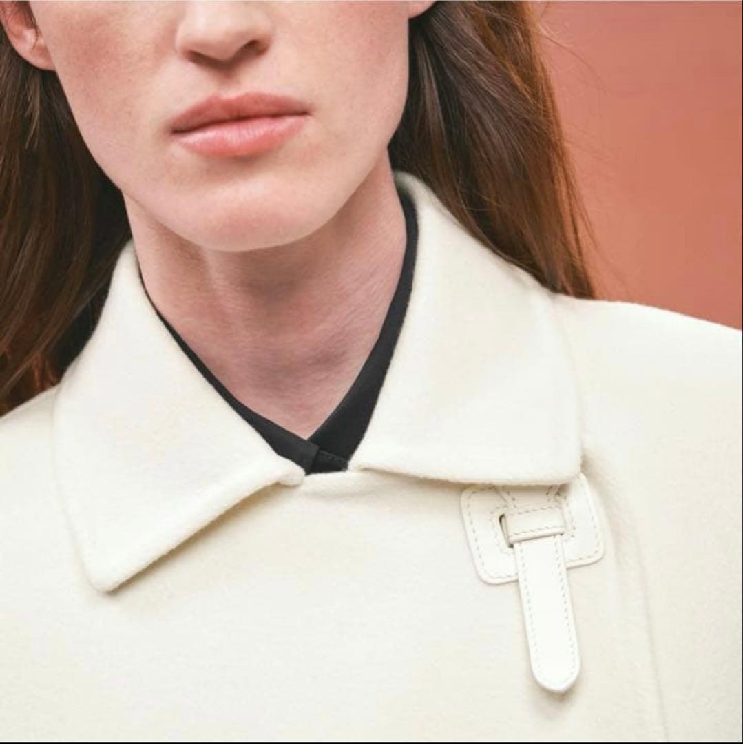 エルメス34コートカシミヤ白