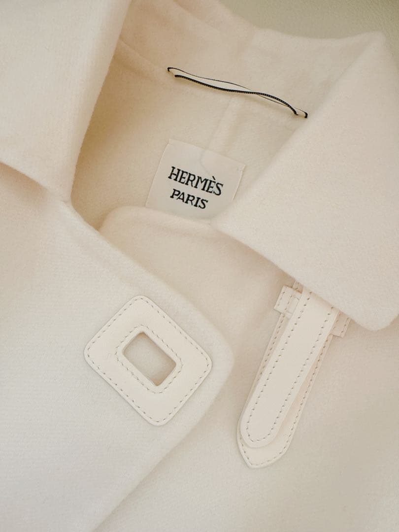 エルメス34コートカシミヤ白