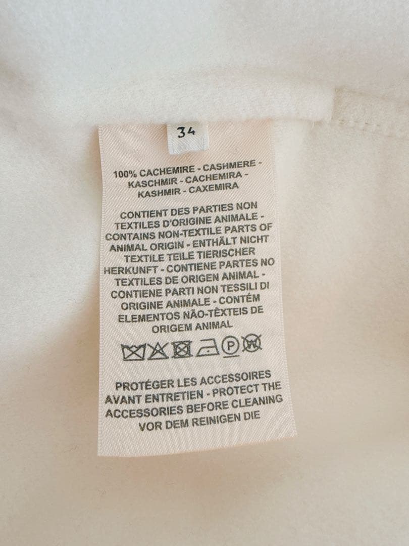 エルメス34コートカシミヤ白