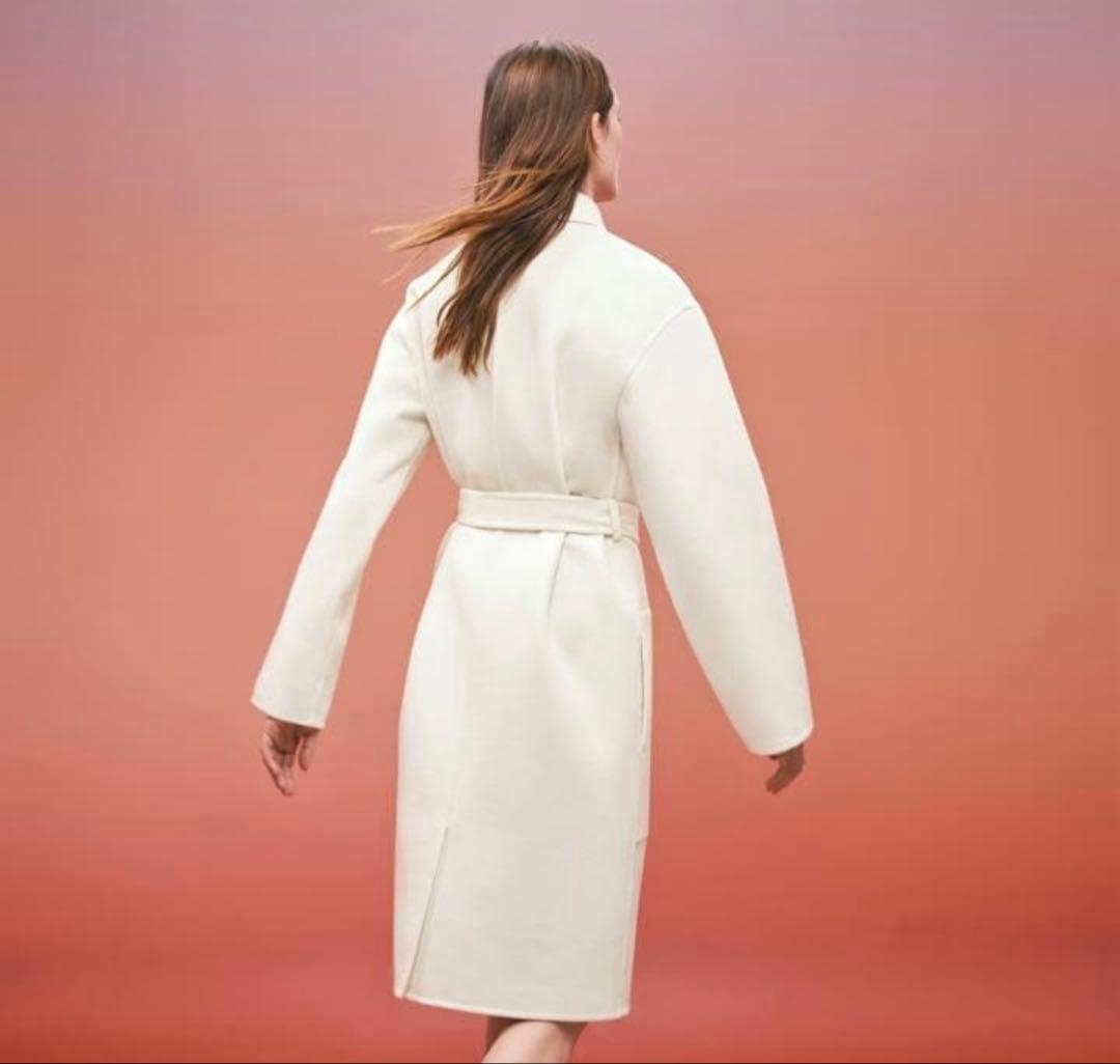 エルメス34コートカシミヤ白