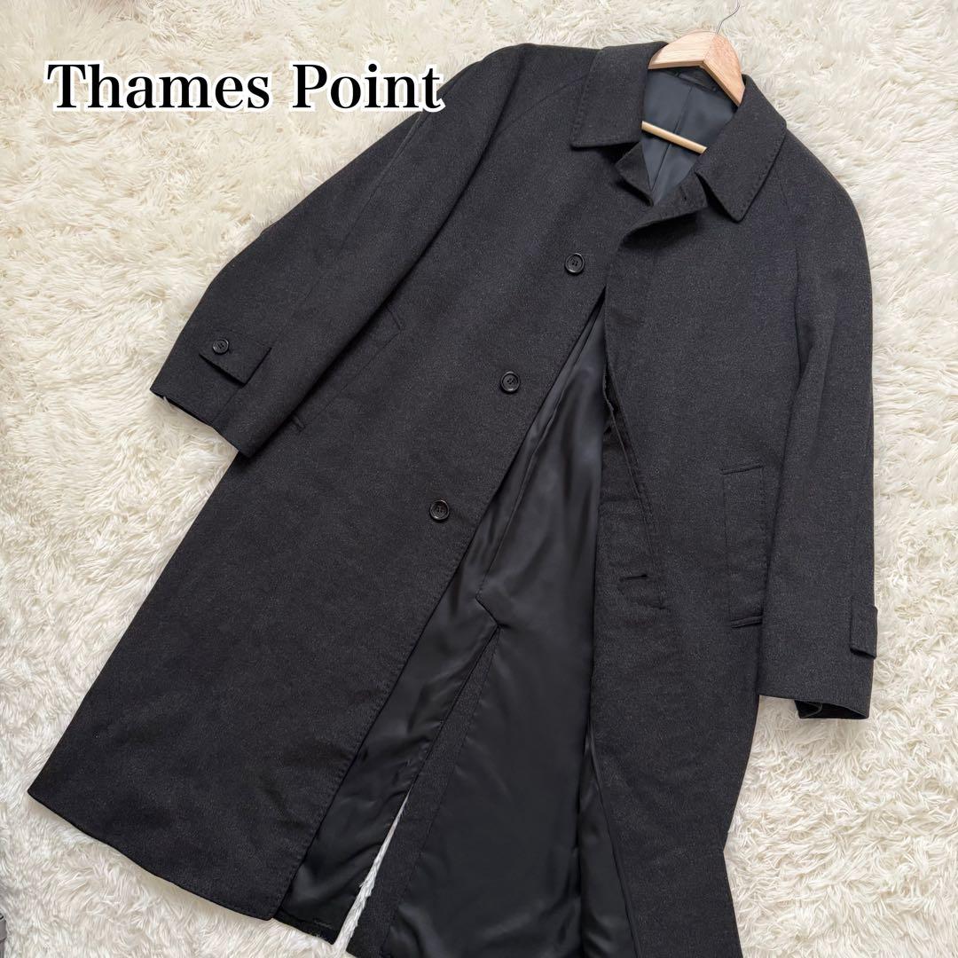 美品 Thames Point チェスターコート カシミヤ100% 黒 ブラック