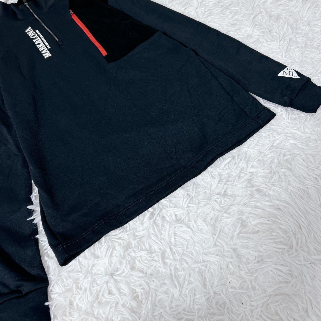 マーク&ロナ ハーフジップ プルオーバー ロゴ 44 黒　スカル ブラック