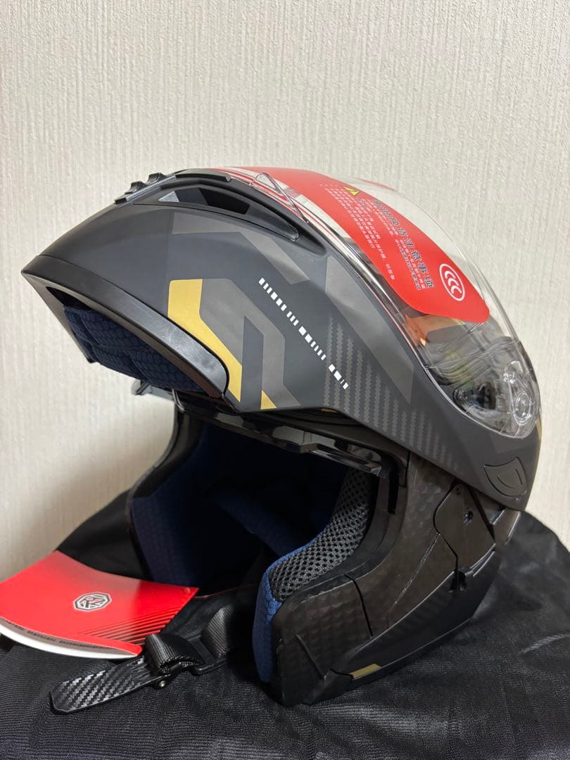 システムフルフェイスヘルメット ブラック/ゴールドインナーバイザー付XXLサイズ