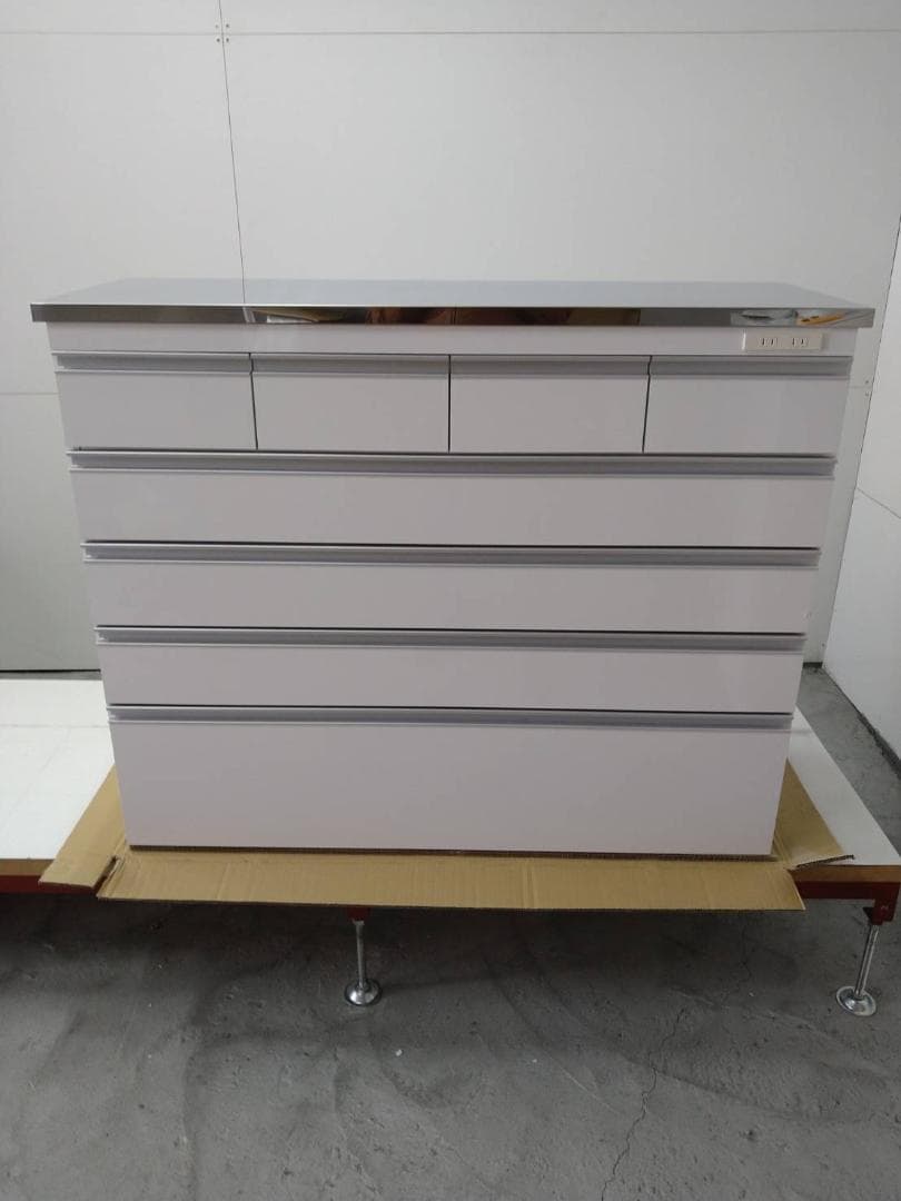 ◎7034 ステンレス天板頑丈ハイカウンター幅120　ホワイト