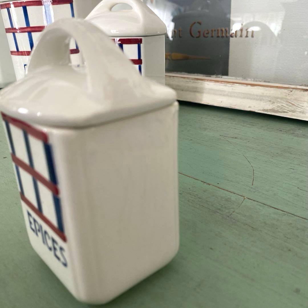 HBCM Béarn クレイユエモントロー バスク柄 陶器キャニスター【C】