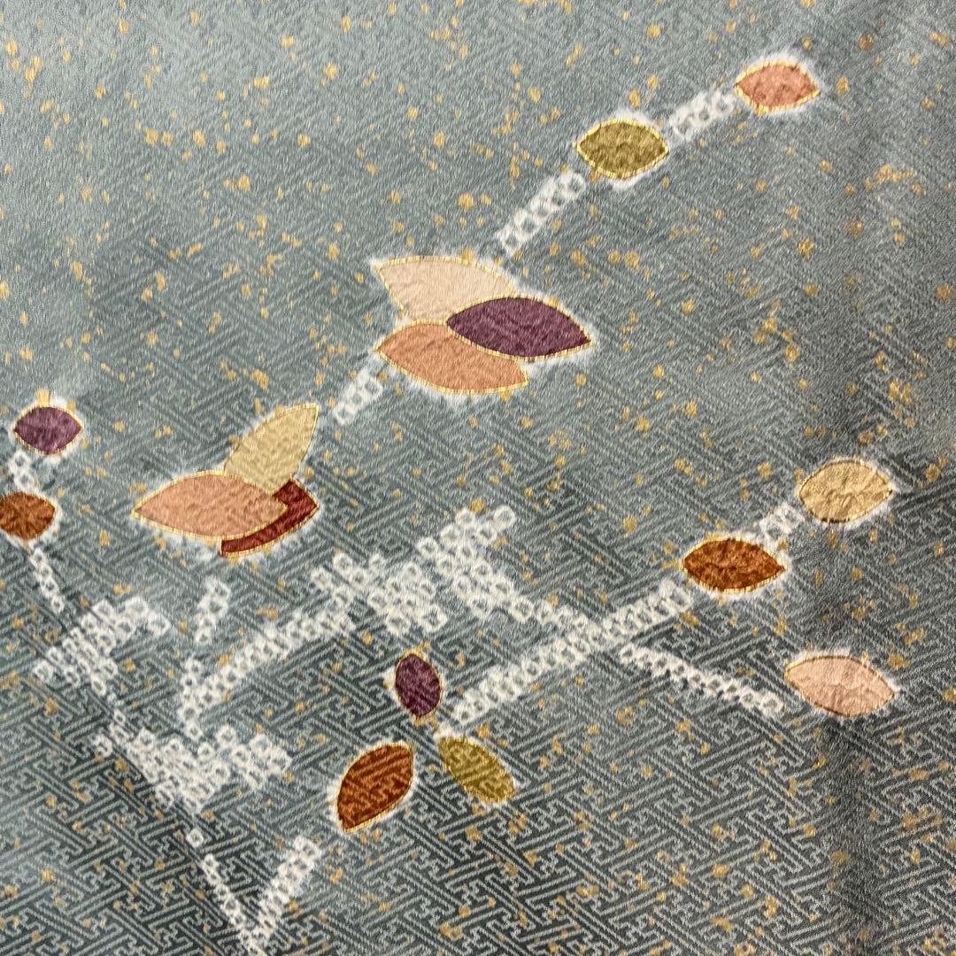 D172 訪問着　絞り　金駒刺繍　正絹　着物　袷　しつけ糸付き未使用極美品
