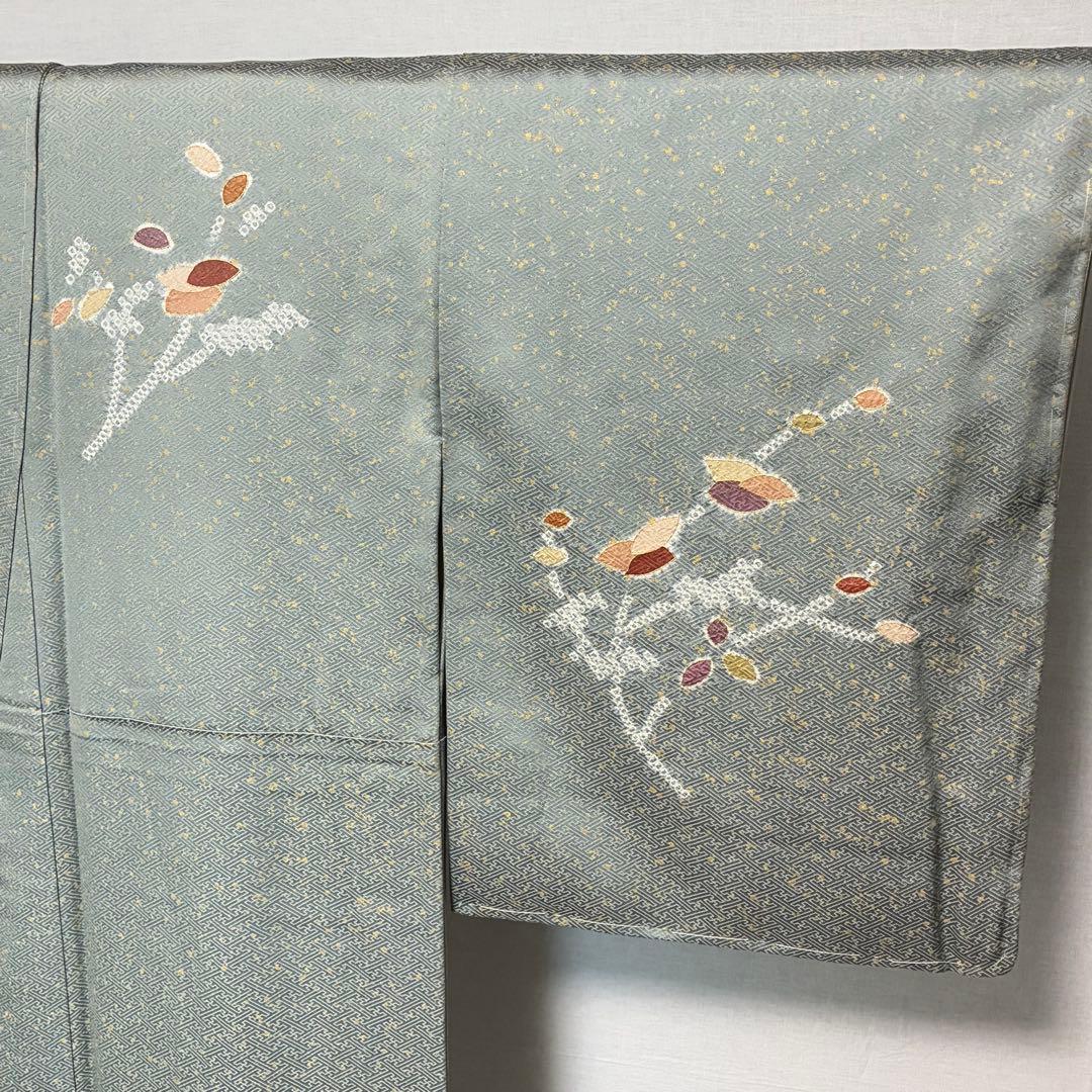 D172 訪問着　絞り　金駒刺繍　正絹　着物　袷　しつけ糸付き未使用極美品