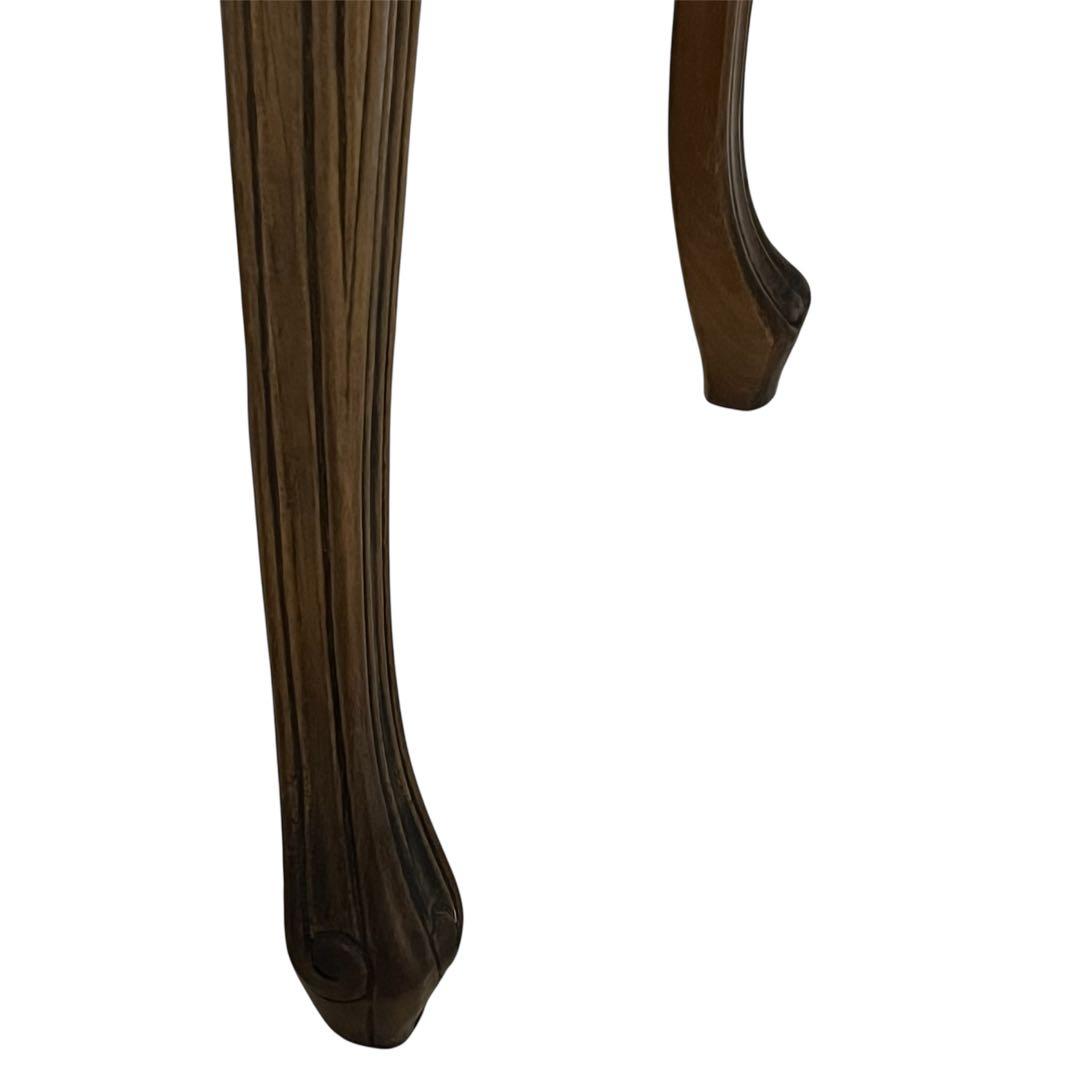 アンティーク調 コーヒーテーブル 猫脚 彫刻 花柄 ダークブラウン 円卓