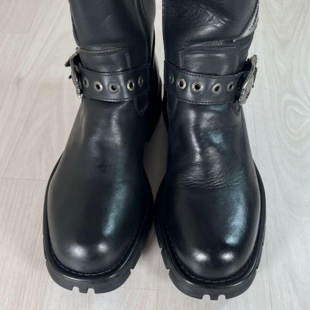 【美品】NEW ROCK/ニューロック　エンジニア ブーツ　スカル金具　厚底　黒