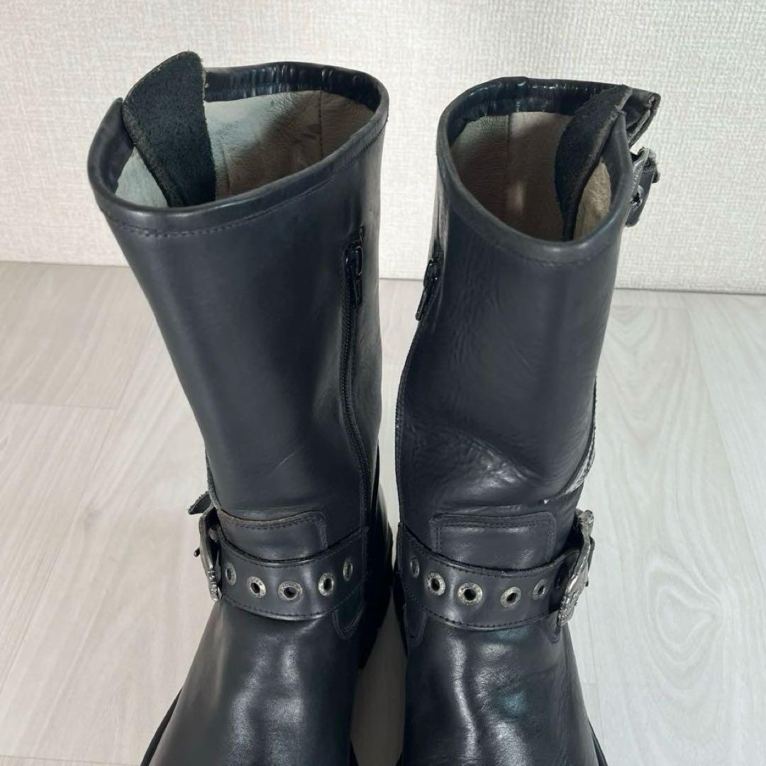 【美品】NEW ROCK/ニューロック　エンジニア ブーツ　スカル金具　厚底　黒