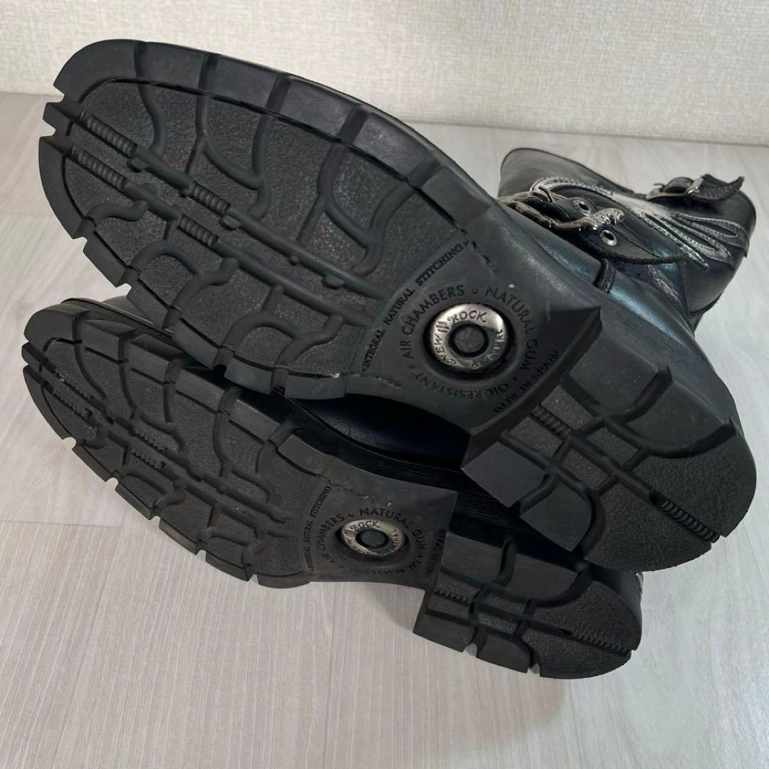 【美品】NEW ROCK/ニューロック　エンジニア ブーツ　スカル金具　厚底　黒