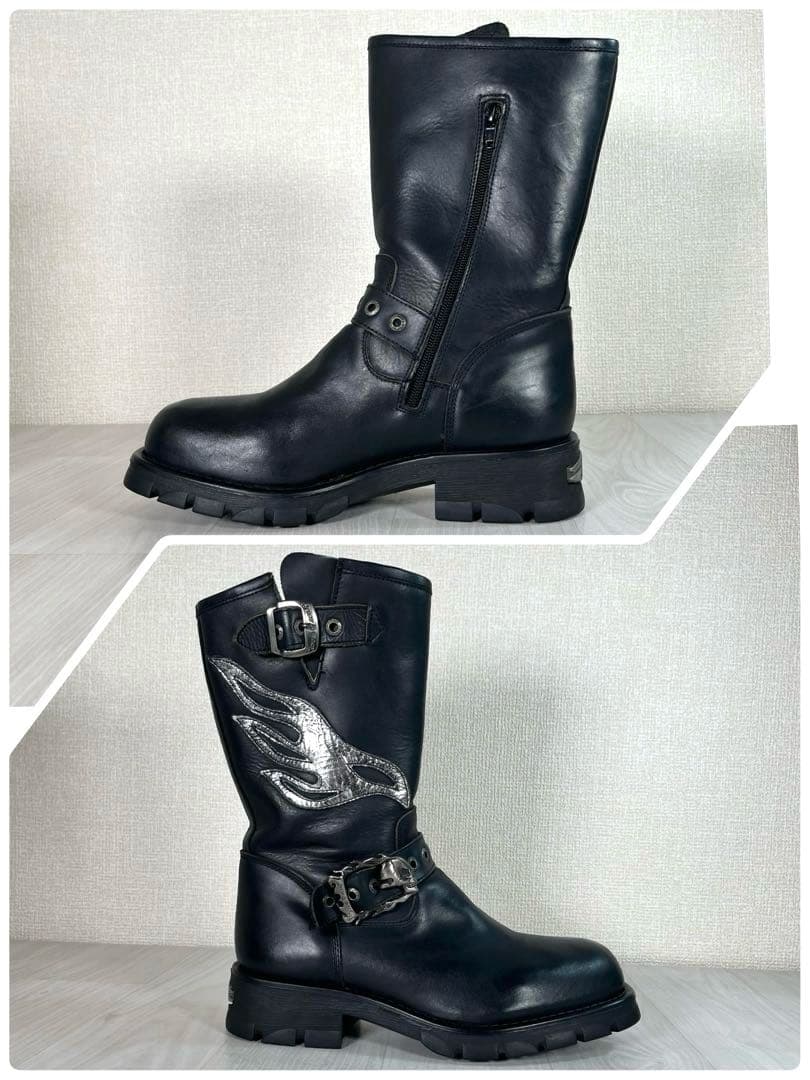 【美品】NEW ROCK/ニューロック　エンジニア ブーツ　スカル金具　厚底　黒