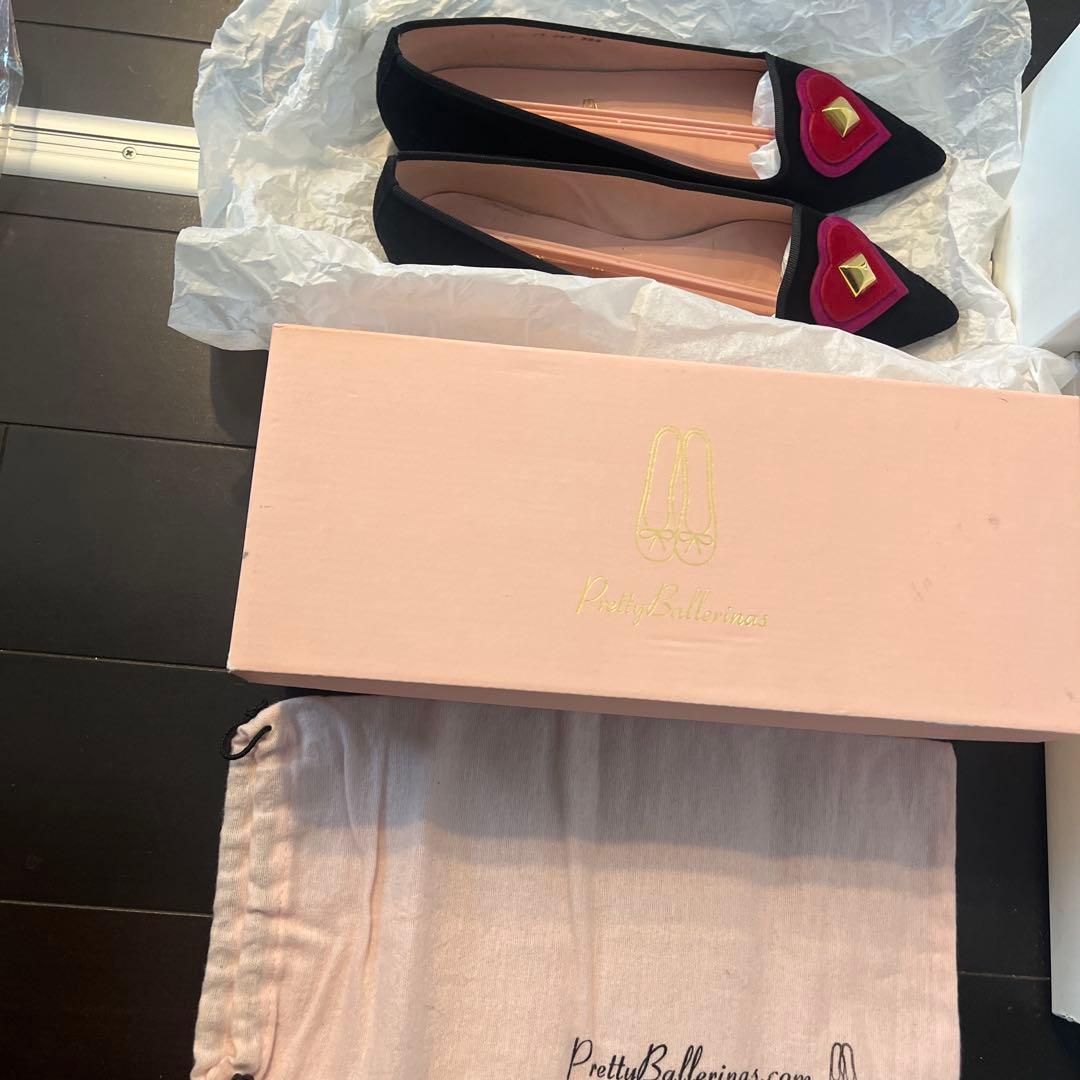 【プリティバレリーナ】2018年秋冬 フラットシューズ ハートモチーフ　24.5