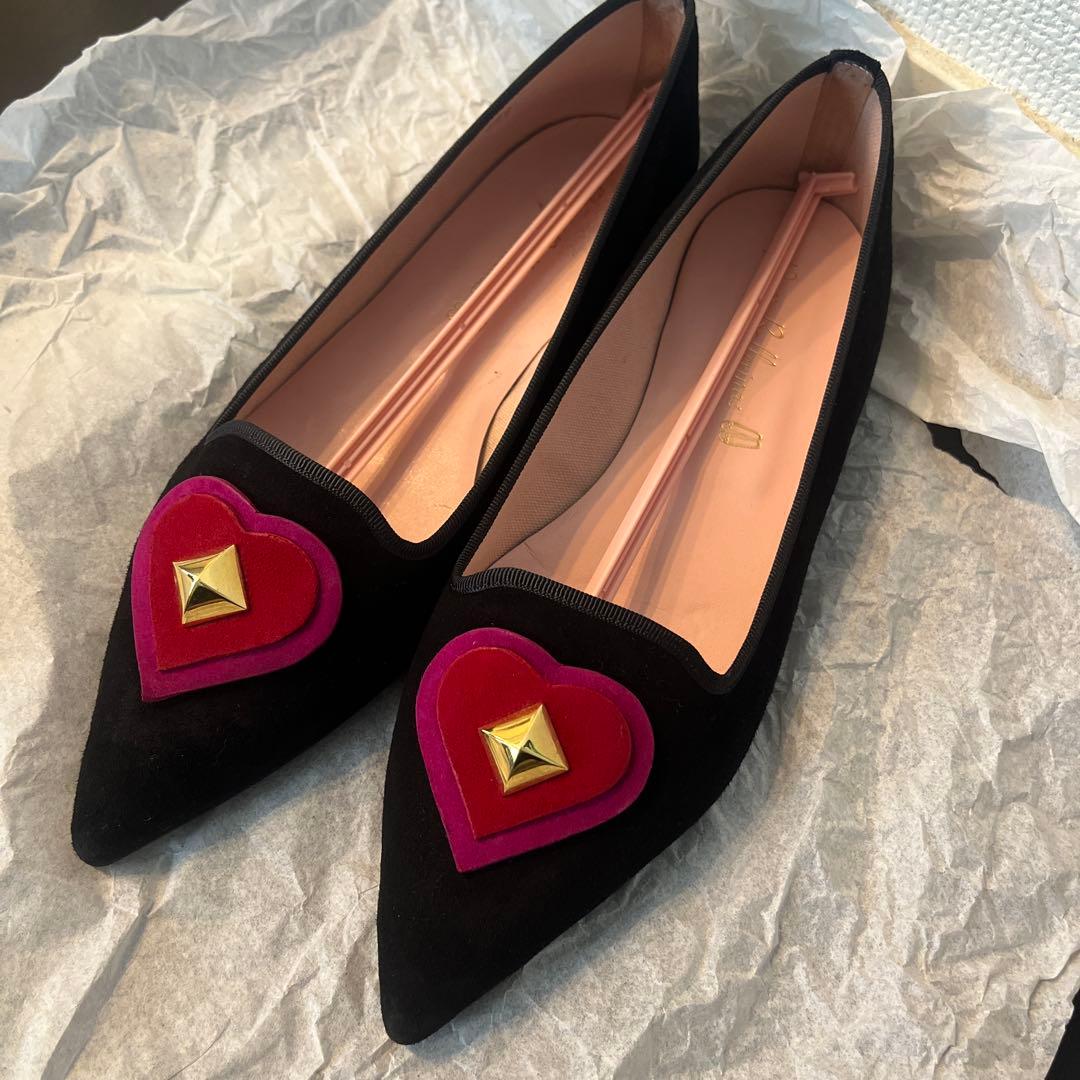 【プリティバレリーナ】2018年秋冬 フラットシューズ ハートモチーフ　24.5