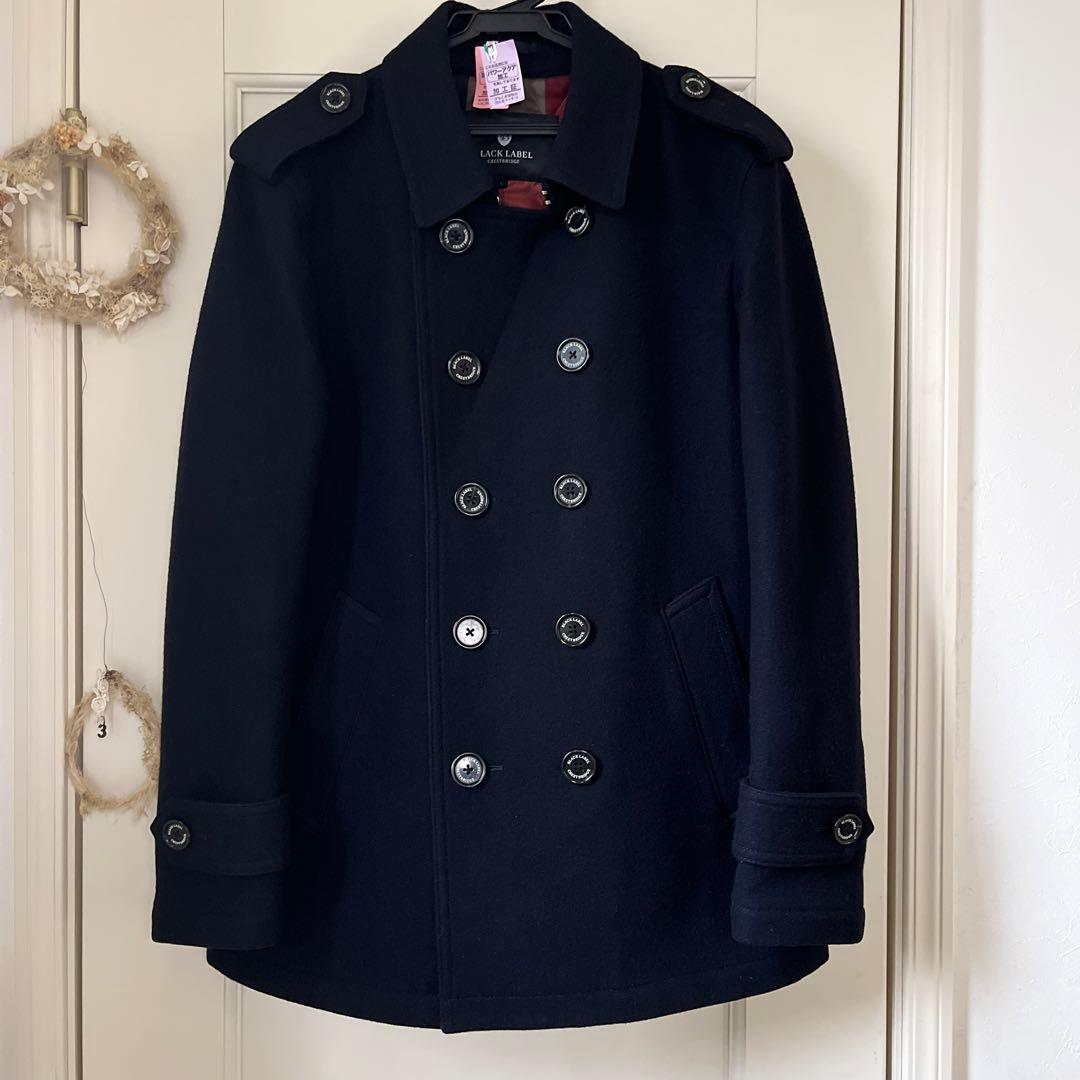 ブラックレーベル　ウールピーコート　Lサイズ　　ブラック　　洋服